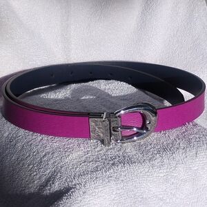 ✨🩷Lauren Ralph Lauren Fushia Pink w/Shiny Silver Buckle XL Statement Belt🩷✨